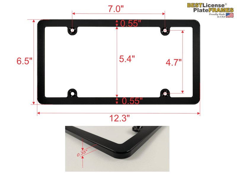 Billet Aluminum License Plate Frame - Slim Line (Black)
